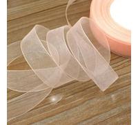 (50 iarde/rotolo) Nastro in organza per confezioni regalo, decorazioni natalizie, nastri in seta, tessuto in pizzo, 12/15/20/25/40/50 mm - Arancione chiaro - 15 mm