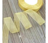 (50 Iarde/Rotolo) Nastro in Organza per Confezioni Regalo, Decorazioni Natalizie, Nastri in Seta, Tessuto in Pizzo, 12/15/20/25/40/50 mm - Oro - 20 mm
