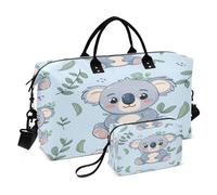 - 50-Koala Travel Duffle Bag Gym Yoga Carry on Borse per Uomo Donna Weekender Bag, Carino Koala Blu Con Foglia, Taglia unica, Borsone da viaggio