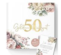 50 libri degli ospiti per matrimoni dorati da compilare e incollare foto, idea regalo originale per il 50° anniversario di matrimonio per i genitori, senza domande, 72 pagine (50 nozze d'oro/peonie