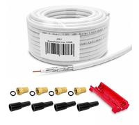 50 m cavo coassiale 135 db HD 4 x spina F 4 x guaina in gomma cavo TV...