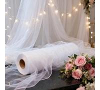50 m x 75 cm Tessuto per tende trasparenti bianche extra lunghe, multiuso come sfondo per feste, decorazione per la casa, matrimoni, rivelazione del sesso, eventi festivi, decorazione per tavoli di sa