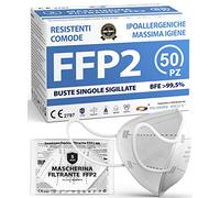 50 Mascherine FFP2 bianche CertCE | Buste singole sigillate