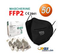 100 Mascherine FFP2 certificate CE2841 senza valvola Nera DPI 5 Strati filtranti