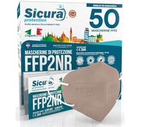 50 Mascherine FFP2 Certificate CE Colorate TORTORA SICURA Protection BFE ≥99% Made in Italy Mascherina ffp2 vera Marcatura EFFETTO PULITO e sigillata