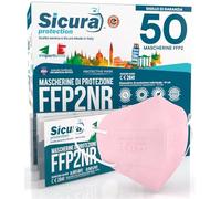 50 Mascherine FFP2 Colorata ROSA Certificate CE SICURA Protection BFE ≥99% Made in Italy Mascherina ffp2 vera Marcatura EFFETTO PULITO sigillata