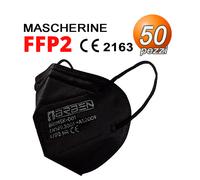 50 Mascherine protettiva FFP2 CERTIFICATE CE 5 strati BRBEN no CINA Nero