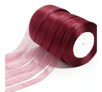50 metri/rotolo di nastro in chiffon organza trasparente, tessuto lucido di colore solido, adatto per inviti di matrimonio fai-da-te, profumo da sposa, confezioni regalo, decorazioni per feste, proget