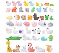 50 mini animali in resina, 50 stili misti, piccoli animali in resina e vetro, per giardino delle fate in miniatura, accessori per casa delle bambole, accessori per feste