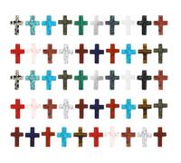 50 mini ciondoli a forma di croce in pietra naturale per gioielli fai da te, croci tascabili in colori assortiti, lucidati per artigianato e idee regalo