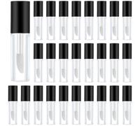 50 mini contenitori trasparenti per lucidalabbra con pennello morbido e tappo nero, 1,2 ml, tubetti cosmetici a prova di perdite per campioni e viaggi