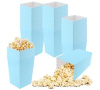 50 mini scatole per popcorn, in cartone, usa e getta, per feste, snack, caramelle, popcorn, per serate cinematografiche, compleanni, matrimoni (azzurro)