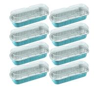 50 mini teglie con coperchi, scatole usa e getta ispessite mini teglie per torte, 200 ml antiaderente resistente al calore in alluminio mini pagnotta tegame rettangolari per torte, Durian, et