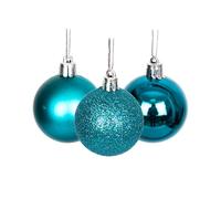 50 mm/18 palline di Natale infrangibili blu foglia di tè, decorazioni per albero di Natale, palline ornamentali da appendere per le vacanze, lucide, opache, glitterate
