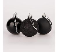 50 mm/18 palline di Natale infrangibili, colore nero, decorazioni per albero di Natale, palline da appendere, decorazioni natalizie, lucide, opache, glitterate