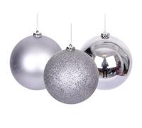 50 mm/18 palline di Natale infrangibili grigio medio, decorazioni per albero di Natale, palline ornamentali da appendere, decorazioni natalizie per le vacanze, lucide, opache, glitterate