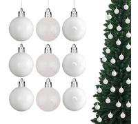 50 mm/9 palline di Natale infrangibili bianche, decorazioni per albero di Natale, palline ornamentali da appendere per le vacanze, lucide, opache, glitterate