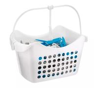 50 mollette grandi in cesto portaoggetti da appendere, per stendibiancheria, cesto resistente per indumenti, per interni ed esterni, colori assortiti, con cestino (bianco)