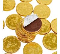 50 monete dorate al cioccolato al latte, sacchetti per feste di Natale, caramelle al cioccolato, regalo di compleanno o festa di Natale