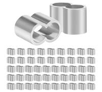 50 morsetti per fune da 6 mm, morsetti a pressione in alluminio, con doppio manicotto, morsetto per corda in gomma, corda di espansione, fune metallica (colore: argento)