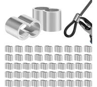 50 morsetto per fune da 6 mm, morsetti a pressione, doppio manicotto, per corda in alluminio, espansione, fune metallica