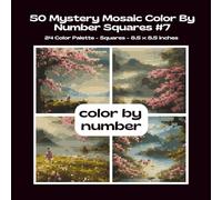 50 Mystery Mosaic Color By Number Squares #7: Color Quest Color By Number Coloring Book For Teens & Adults