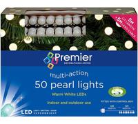 50 Natale LED Multi-Azione Perla Bacca Luci, Bianco Caldo - PREMIER