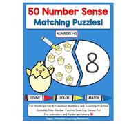 50 Number Sense Matching Puzzles! For Kindergarten & Preschool Numbers and Counting Practice Numbers 1-10: Includes Kids Number Puzzles Counting Games ... and Kindergarteners - Count Color Match!