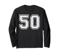 50 Numero Cinquanta Sport di Squadra Grunge Varsity Matching Maglia a Manica