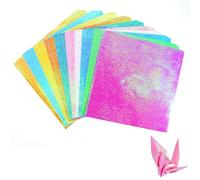 50 Origami fogli di carta per origami lucida -quadrati iridescenti, carta decorativa quadrata con brillantini per progetti fai da te per bambini