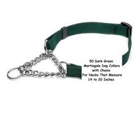 50 Pack Medio Scuro Verde Martingala Collari Cane con Catene - 35.6cm To 50.8cm