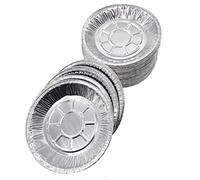 50 Packs Disposable Foil Baking Trays, Aluminium Foil Tray Containers, Food Grade Foil Pie Cases, Round Aluminum Foil Pans 8 inch for Baking, Steaming, Cooking, Storing, Freezing, Reheating, Silver
