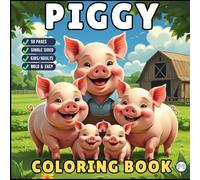 50 Pages Single Sided Cute Pig Coloring Book Gift for Adults Men Women Kids Young Boys Girls Teens Bold and Easy Simple Stress Relief Cozy Farm Pig ... Children Awesome Pig Family Coloring Sheets