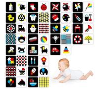 50 pagine di schede visive colorate per bambini, 25 schede codificate a colori ad alto contrasto, giocattoli sensoriali educativi per regali per neonati (3-6 mesi, 14cm x 14cm)