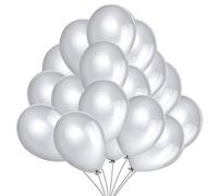 50 Palloncini Argento in Lattice Premium. Palloncini per Elio da 36 cm di 3g. Decorazioni e Accessori per Feste di Compleanno e Capodanno