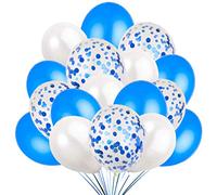 50 Palloncini Blu Bianco e Confetti Balloon, 40 Palloncini Classici + 10 Palloncini di Coriandoli.