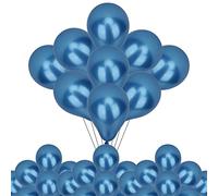 50 palloncini blu metallizzati cromati - Palloncini in lattice lucido da 25,4 cm per elio o aria - perfetti per compleanni, matrimoni, baby shower, Natale e decorazioni per feste