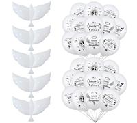 50 palloncini commemorativi bianchi con 5 palloncini colomba Pace, personalizzabili scrivibili, riutilizzabili, in lattice bianco, rilascio commemorativo per matrimoni, funerali, ricordi.