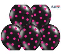 50 PALLONCINI lattice 30 cm NERO POIS FUXIA decorazione compleanno 0F6N