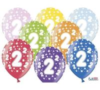 50 PALLONCINI lattice 30 cm numero 2 COMPLEANNO 2 ANNI 0F1Z