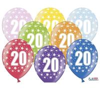 50 PALLONCINI lattice 30 cm numero 20 COMPLEANNO 20 ANNI 0F32
