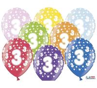 50 PALLONCINI lattice 30 cm numero 3 COMPLEANNO 3 ANNI 0F22