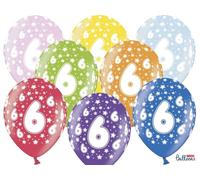 50 PALLONCINI lattice 30 cm numero 6 COMPLEANNO 6 ANNI 0F2E