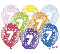 50 PALLONCINI lattice 30 cm numero 7 COMPLEANNO 7 ANNI 0F2H