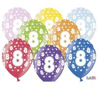 50 PALLONCINI lattice 30 cm numero 8 COMPLEANNO 8 ANNI 0F2L
