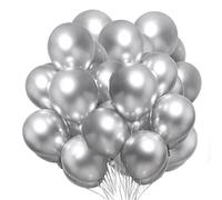 50 Palloncini Metallizzati Argento, Palloncini in Lattice Metallizzati, Palloncini Metallici Argento per Decorazione di Matrimonio, Compleanno, Baby Shower, Vintage