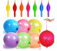 50 palloncini perforati, palloncini spessi al neon resistenti per feste per bambini con manico in gomma, palline rimbalzanti per compleanni, matrimoni, forniture per sacchetti di caramelle