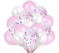 50 Palloncini Rosa Bianco e Confetti Balloon, 40 Palloncini Classici + 10 Palloncini di Coriandoli.