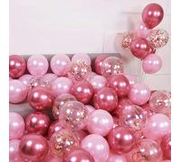 50 palloncini rosa perla con palloncini glitter oro rosa a forma di fiocco di neve, adatti per decorazioni di feste di compleanno rosa, festa di nascità, anniversari di matrimonio, feste femminili, ra
