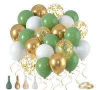 50 palloncini verdi da 30 cm, stile retrò, verde oliva, oro, bianco, set di palloncini a elio, per compleanno, matrimonio, baby shower, anniversario, decorazione per feste